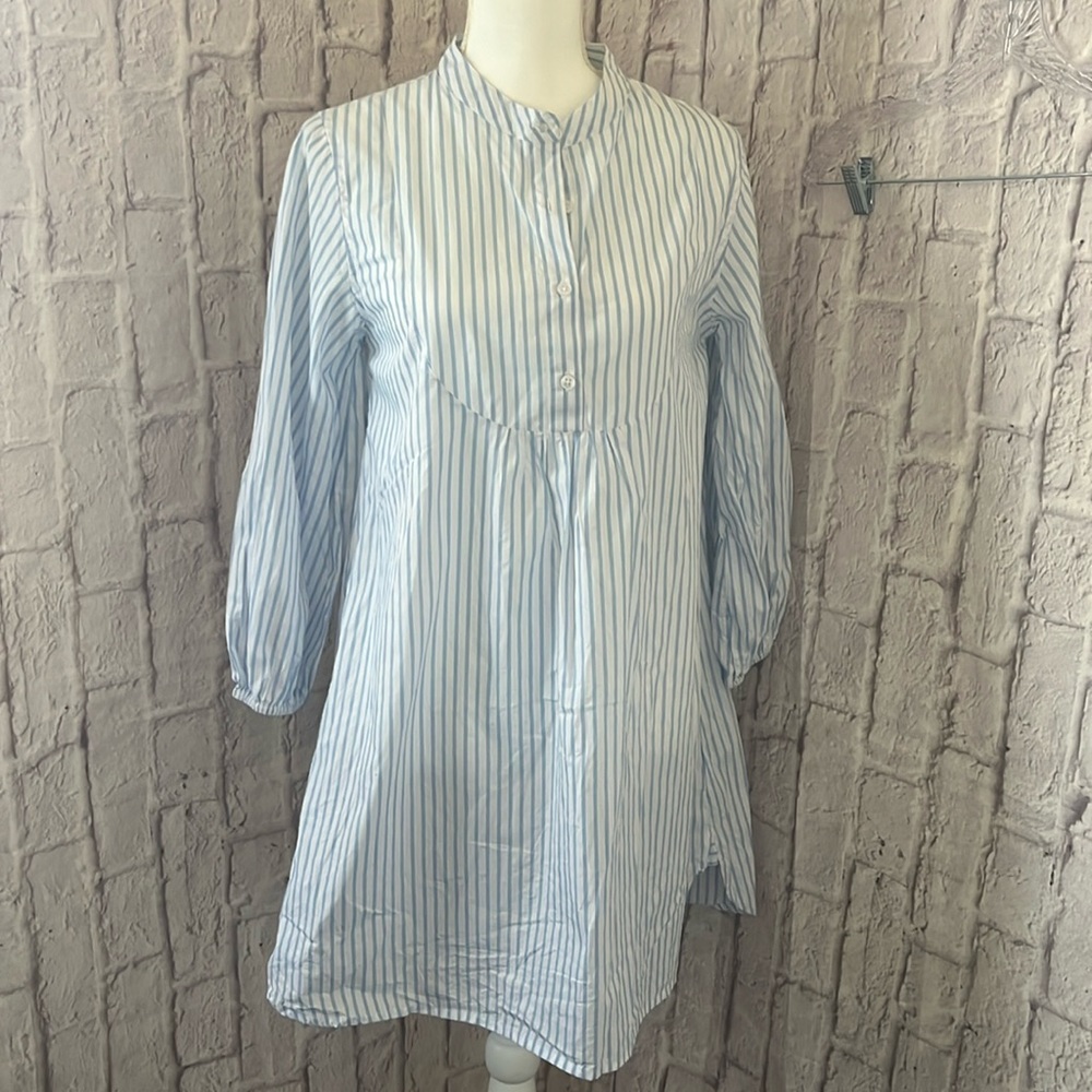 Striped Blue & White Sleep Tunic